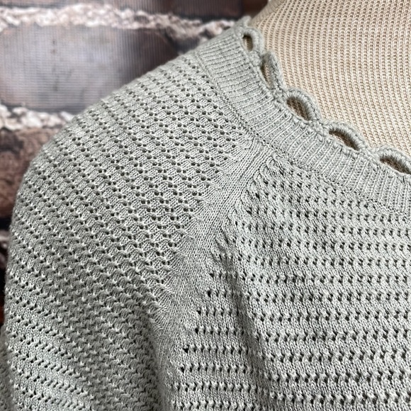 French Connection Sweater Open Knit White Lace Short Sleeves Size Medium - Picture 6 of 12